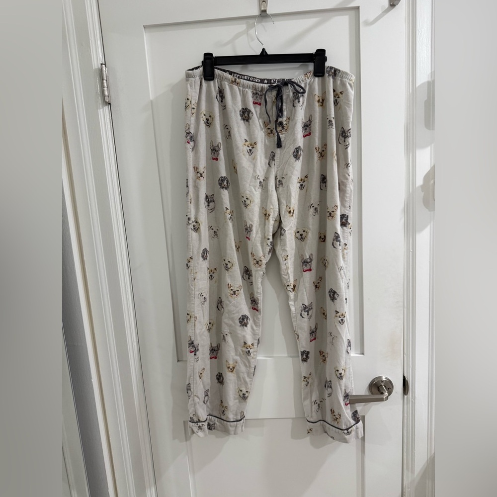 PJ Salvage off white dog face print pajama pants (fair condition) (read)